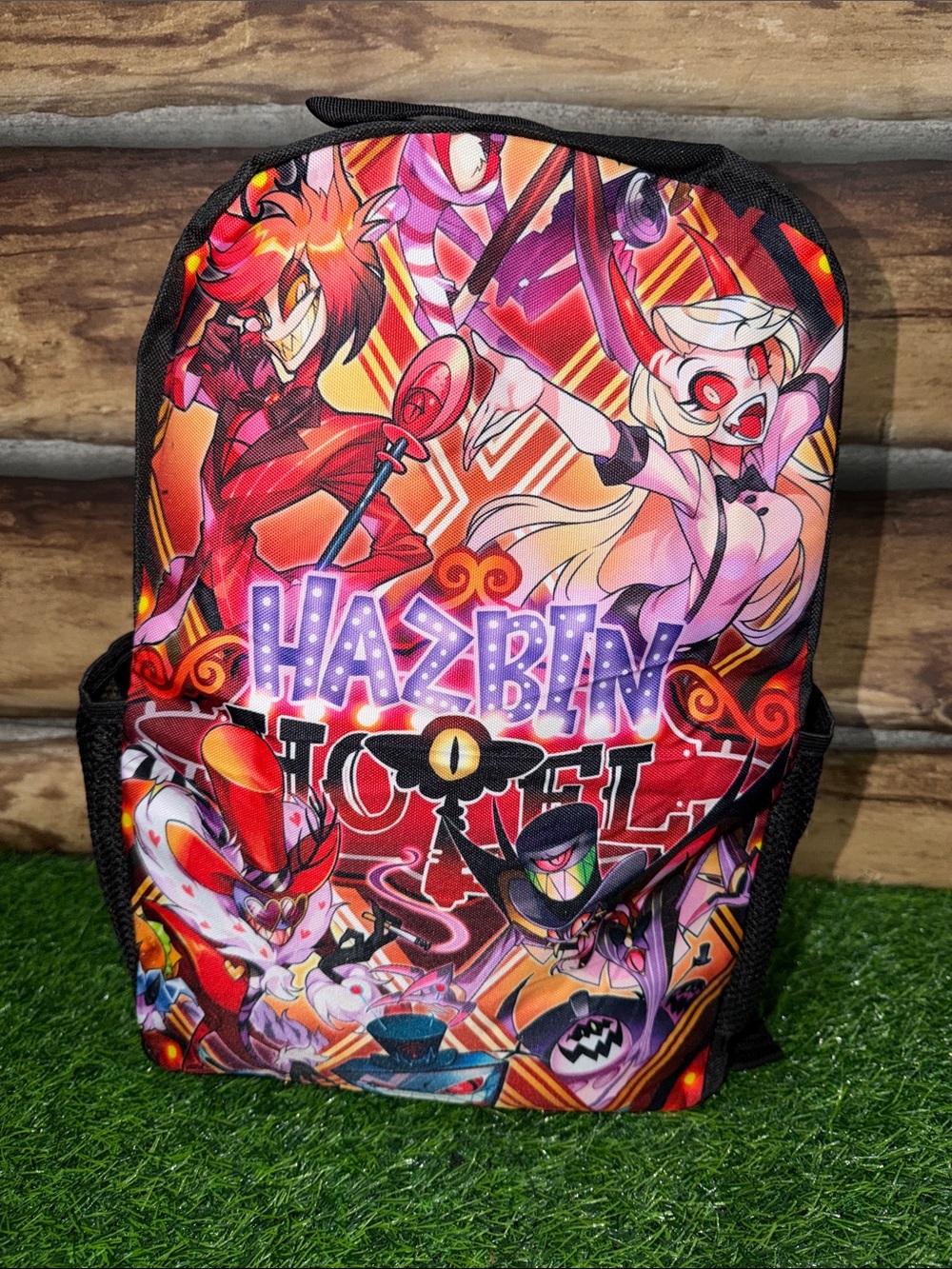 Hazbin Hotel Graphic Backpack in Bold Red and Orange